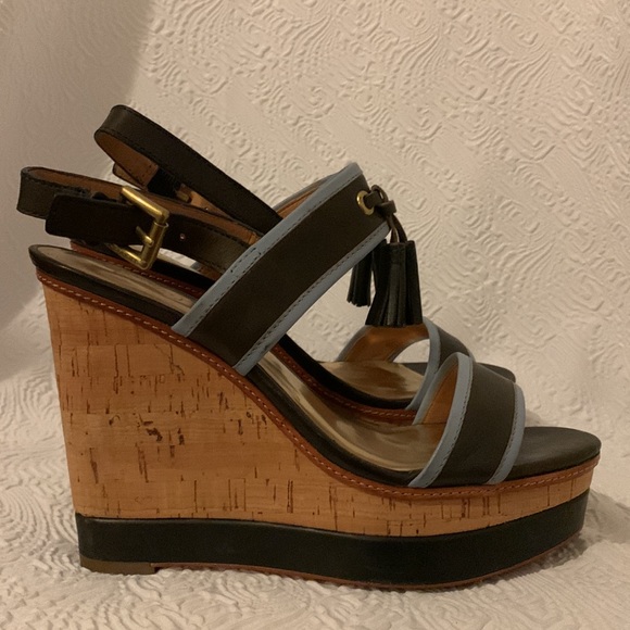Coach Guileietta Wedge Sandal Blue & Cork Size 9.5 - Picture 5 of 11